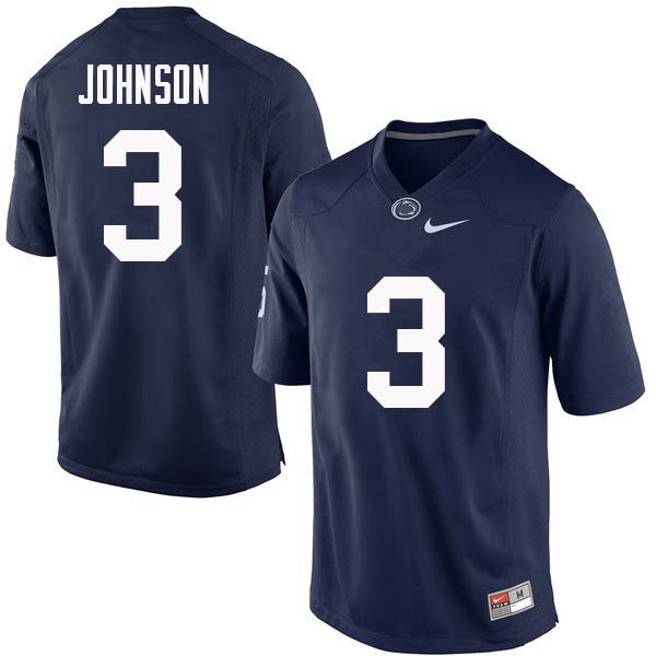 NCAA Nike Men's Penn State Nittany Lions Donovan Johnson #3 College Football Authentic Navy Stitched Jersey NJD8098XF